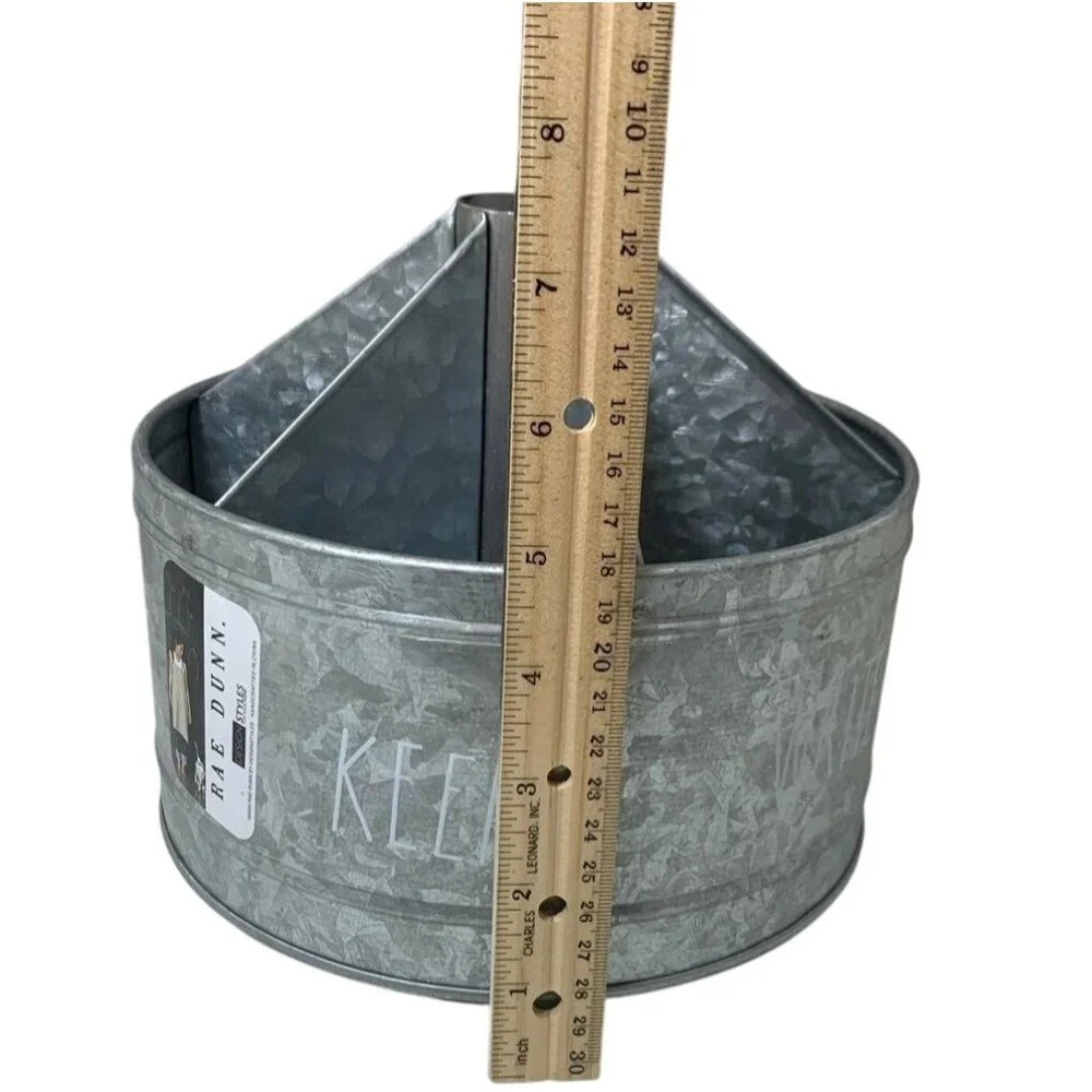 RAE DUNN Galvanized Metal Rotating Organizer With 6 Compartments For Home/Office